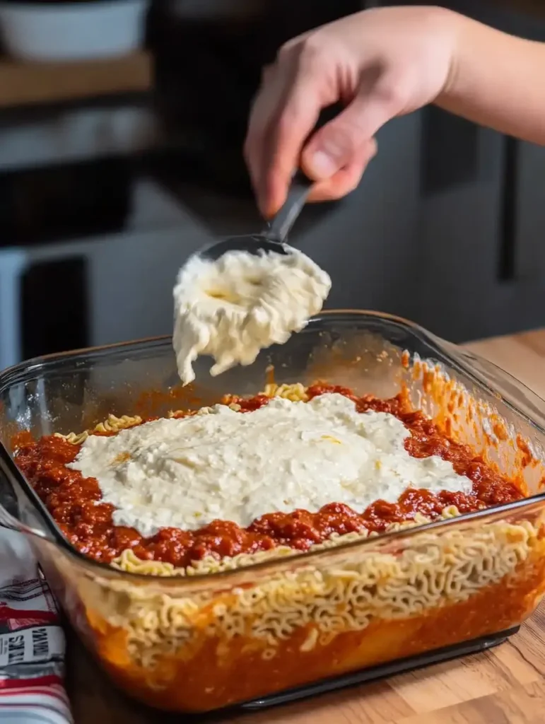 adding ricotta cheese to ramen lasagna