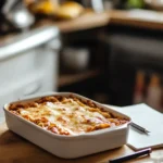 How to Make Ramen Lasagna: 5-Step Twist on Classic Comfort Food 6 printed recipe card for ramen lasagna in kitchen scene