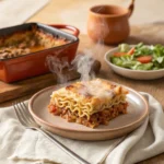Ramen Noodle Lasagna: Cheesy Fusion Comfort in One Pan 6 served slice of ramen noodle lasagna on plate
