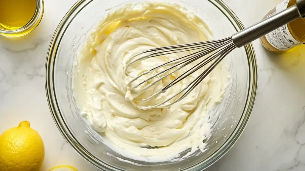 Miracle Salad Dressing – Creamy, Fresh & Mayo-Free Perfection 6 whisking yogurt, mustard, and lemon juice