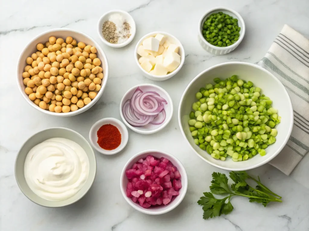 Miracle Salad: The Classic Recipe That Stole America’s Heart 4 Ingredients for miracle salad on countertop